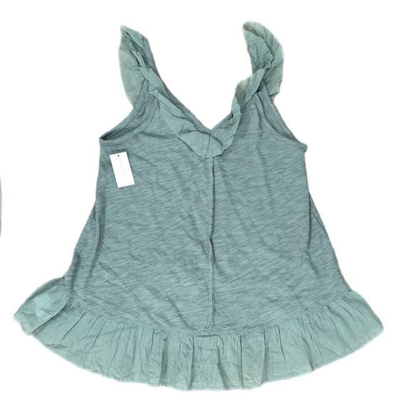 New American Eagle Outfitters Women’s Ruffle V Neck Tank Top Sage Sz XS/S - Picture 4 of 11